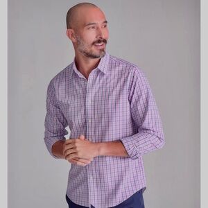 UNTUCKit Mens XXL Dolcetto Pink Blue Check Wrinkle Free Cotton Button Down Shirt